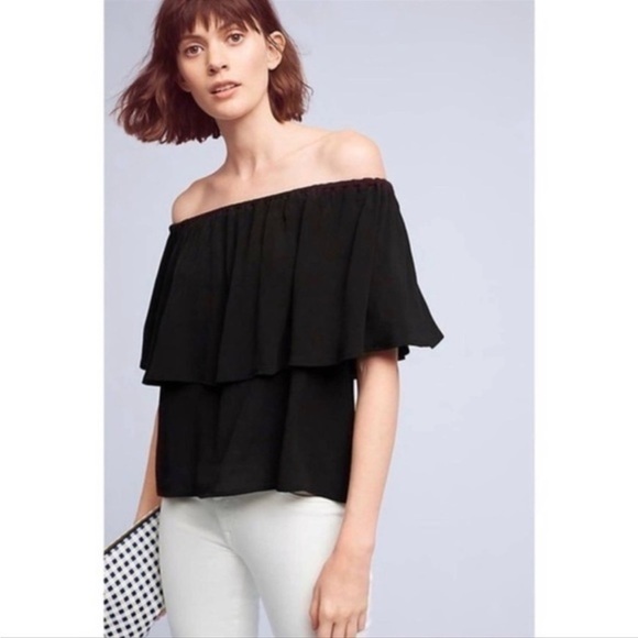 Holding horses Maya black ruffle short sleeve from Anthropologie NWT size XS - Picture 1 of 8